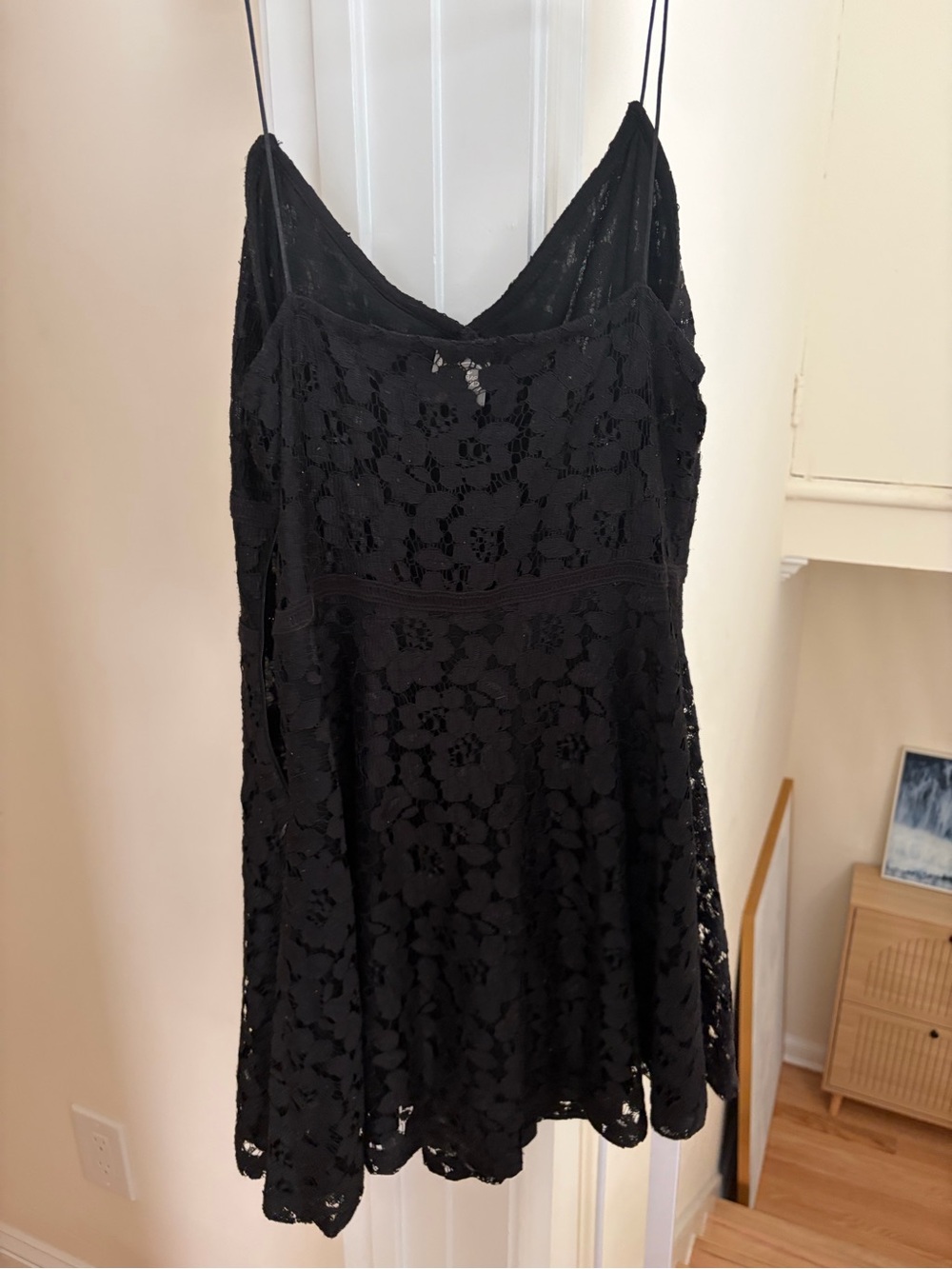 Paper crane Black Floral Lace Mini Dress Like New
